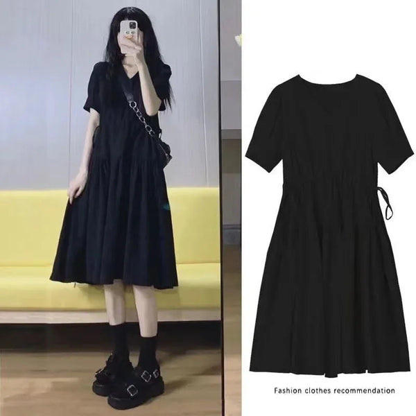 Elegant Loose-Fit Long Dress For Pregnant Women Maternity Dress V-Neck Slimming Weight Loss